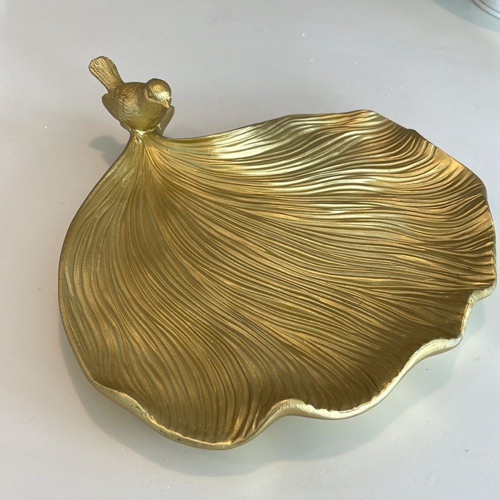 Elegant Gold Bird Accent Tray